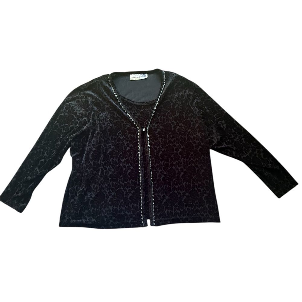 Vintage Y2K Black Velvet Whimsigoth Fairycore Witchy Blouse Fashion Bug Sz 22/24
